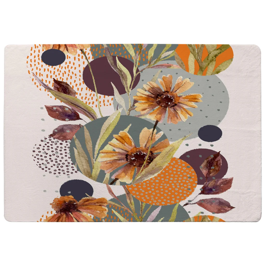 Nicholson Geometric with Flowers Shaggy Orange/Grey Rug