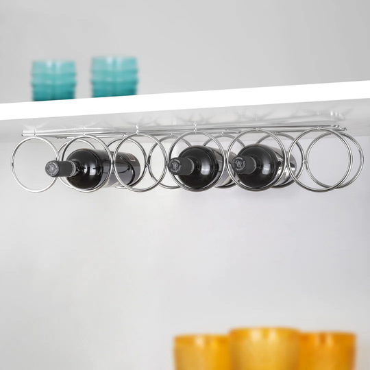 Plath 6 Bottle Wall Mounted Wine Bottle Rack in Chrome